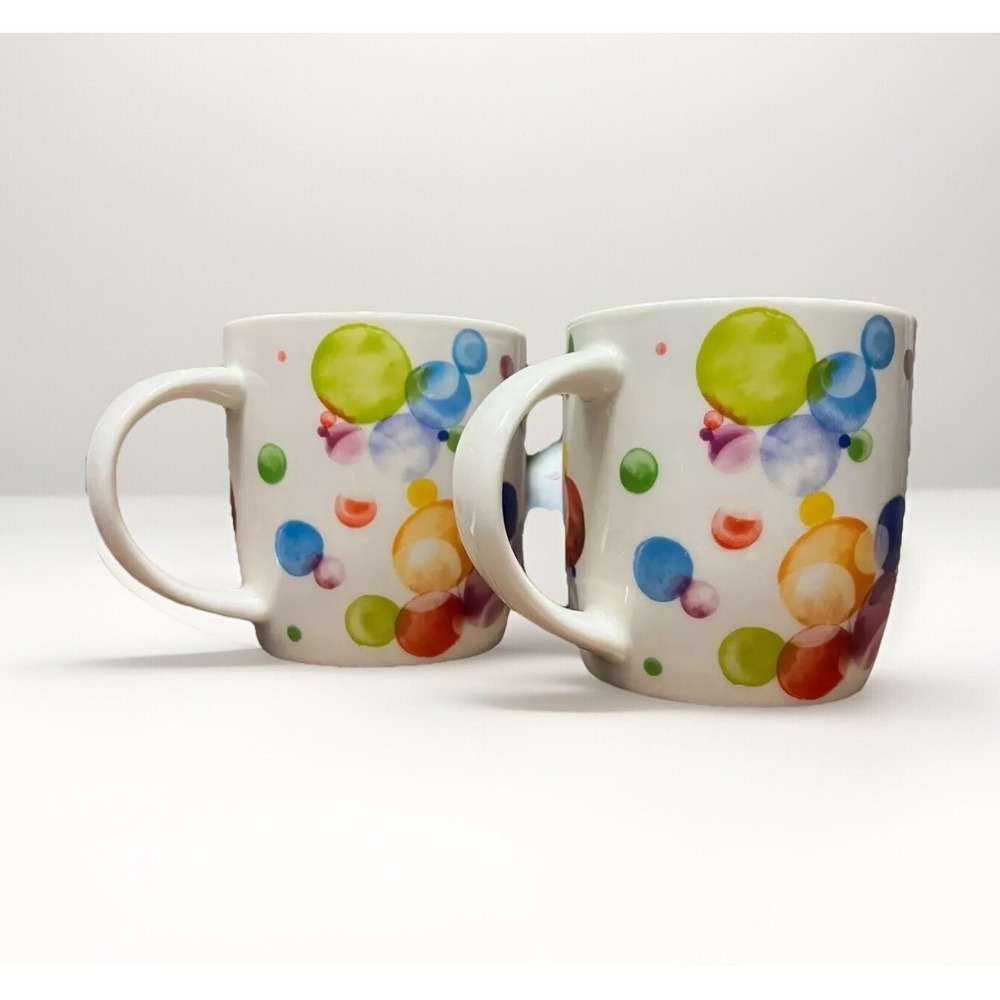 Two Könitz Mugs Colorful Cast Bubbles Mug/Cup Porcelain 450 ml - Excellent Cond.